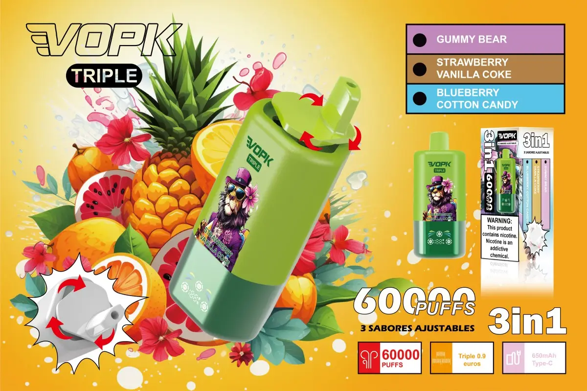 VOPK 60K Disposable Vape | 60000 Puffs Triple Flavor Rechargeable Vape ...