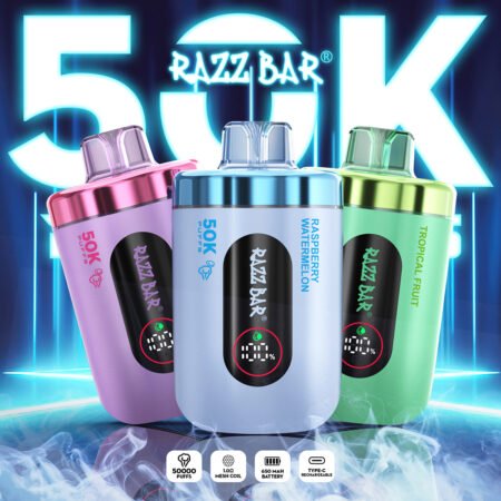 puff razz bar 50k rechargeable vape box with led screen