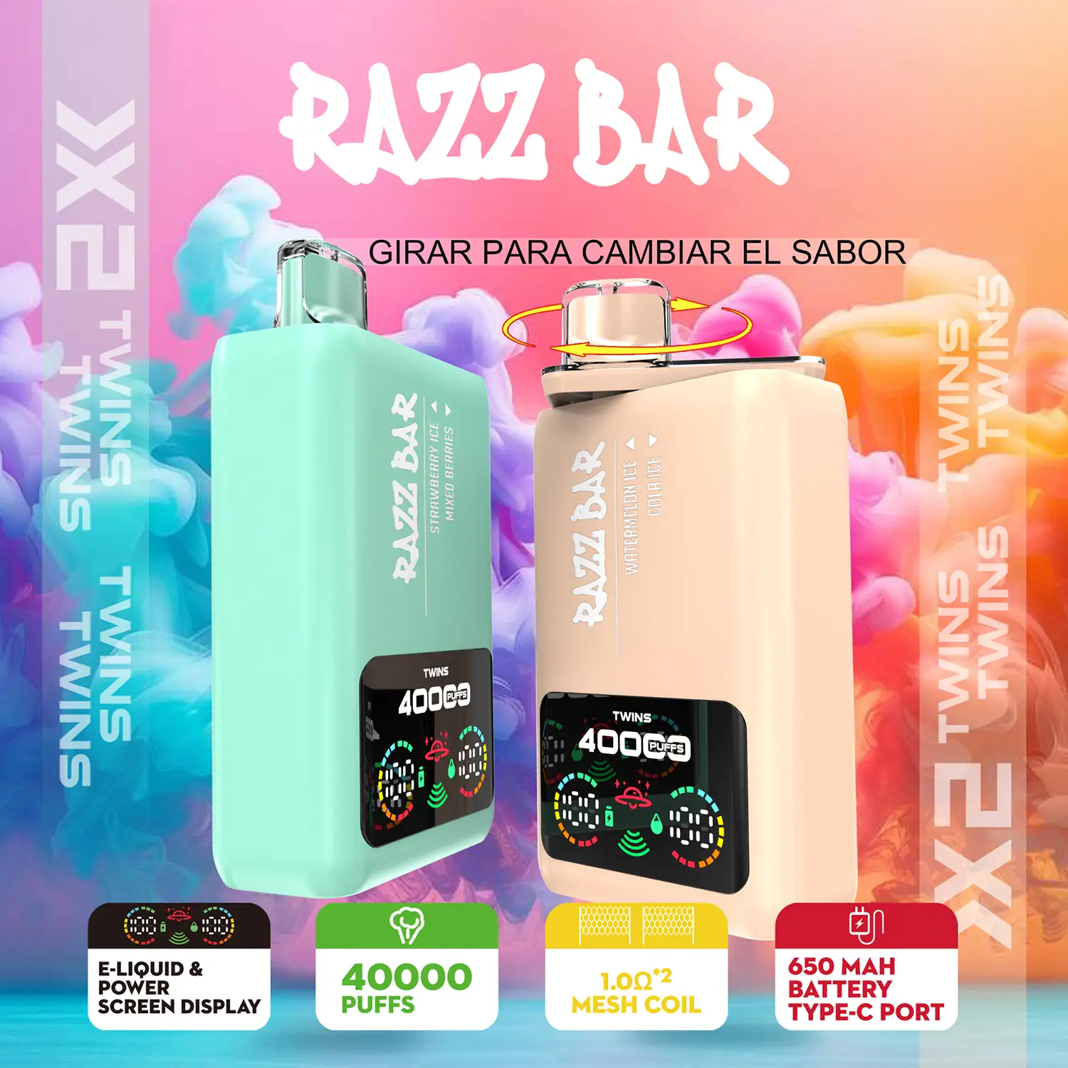 razz bar 40000 twins disposable vape 40k puff double flavor
