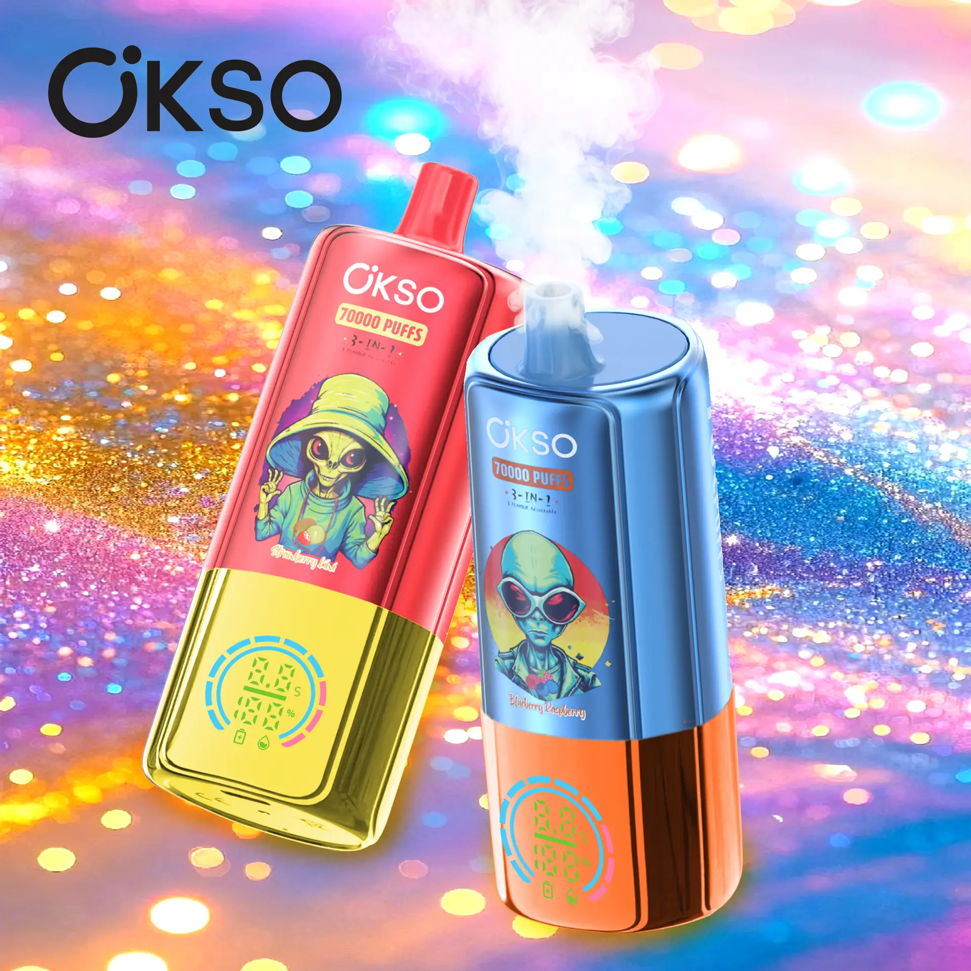 OKSO 3in1 70K Rechargeable Disposable Vape with Screen