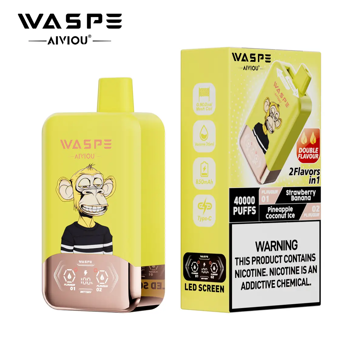 WASPE vape 40000 puffs LED screen design