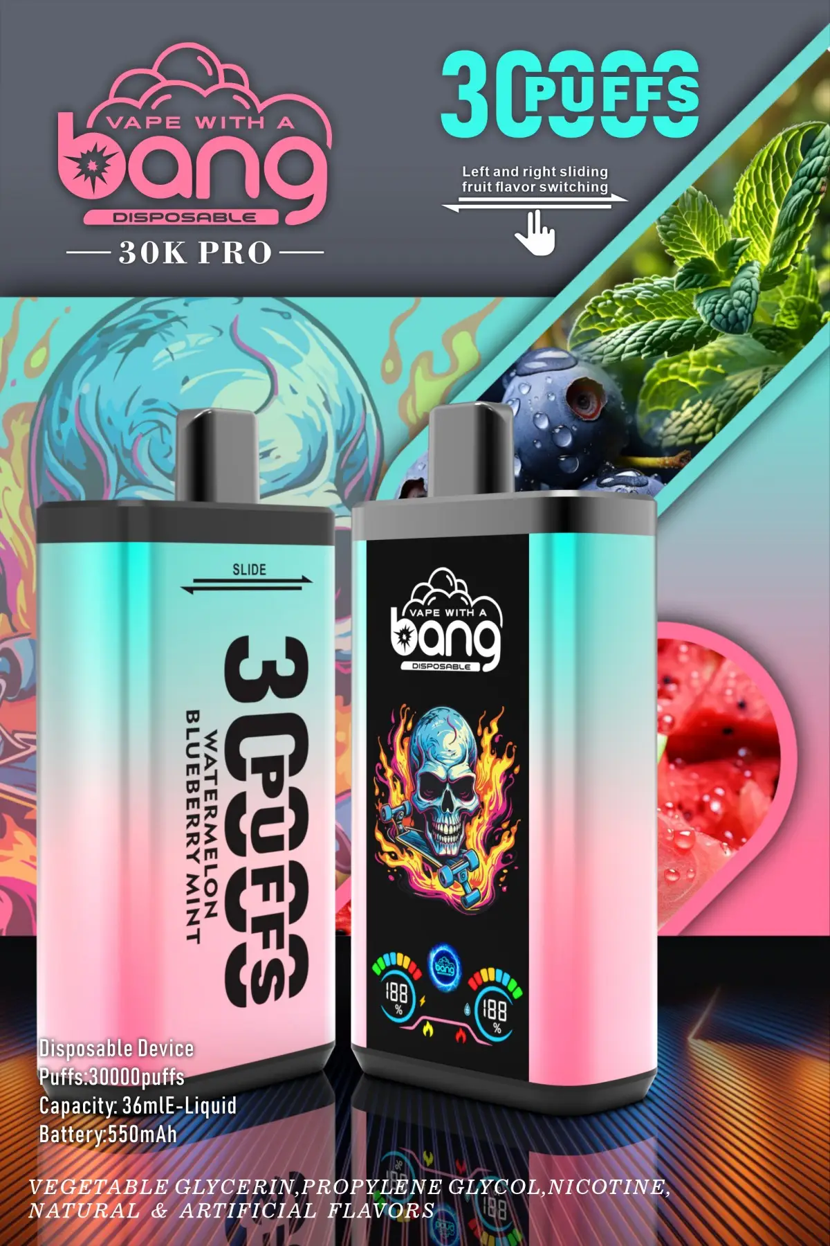 Big puff 30k vape dual flavor e-cigarette in hand
