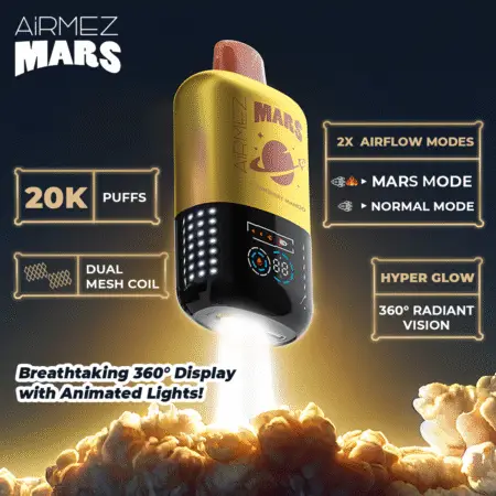 Airmez Mars 20K puff 20k vape with 360 curved screen