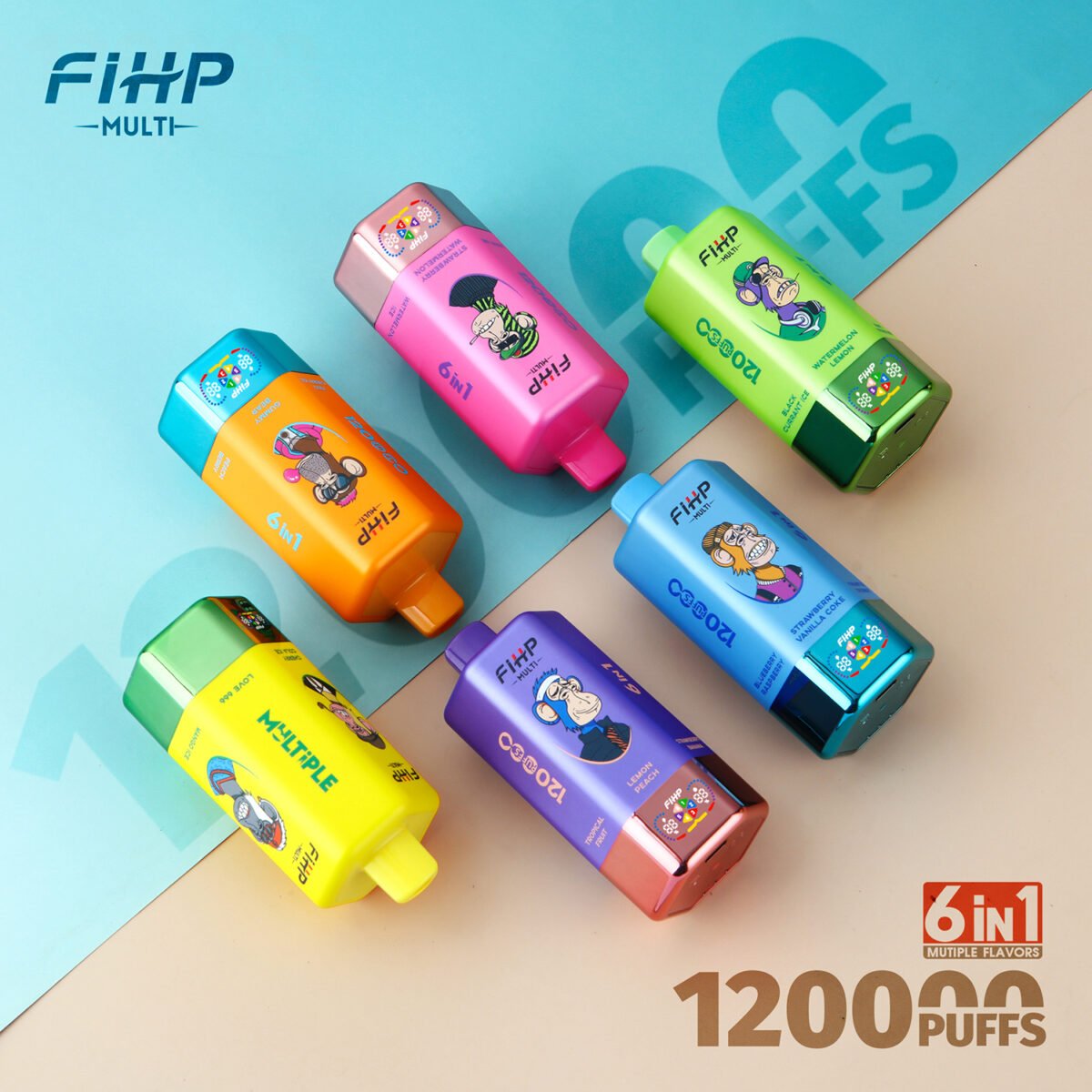 FIHP 120k puff 6 tanks smart vape pen with LED display