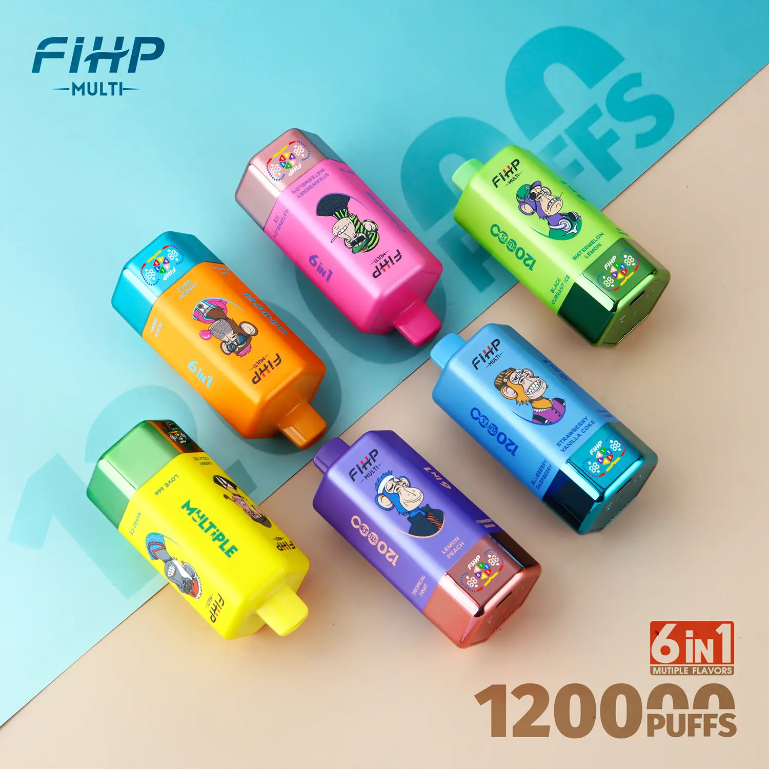 FIHP 120k puff 6 tanks smart vape pen with LED display