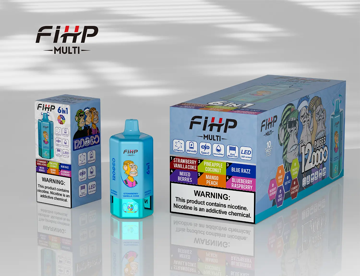 FIHP fashion disposable vape 6in1 multi flavor design