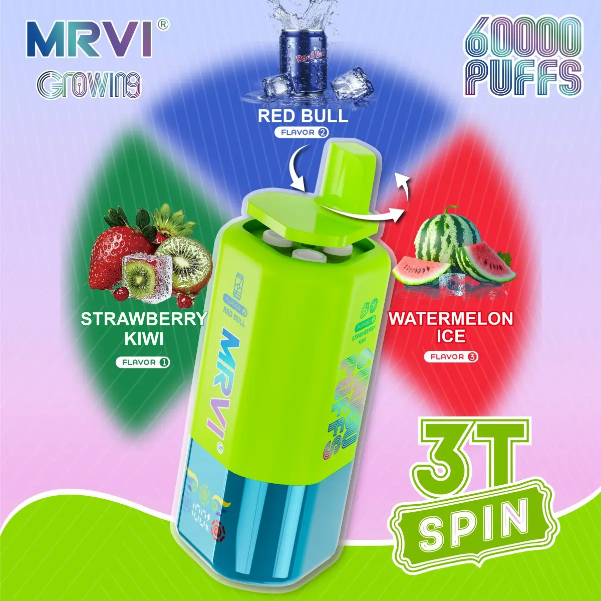 MRVI 60K watermelon ice red bull strawberry kiwi flavor vape