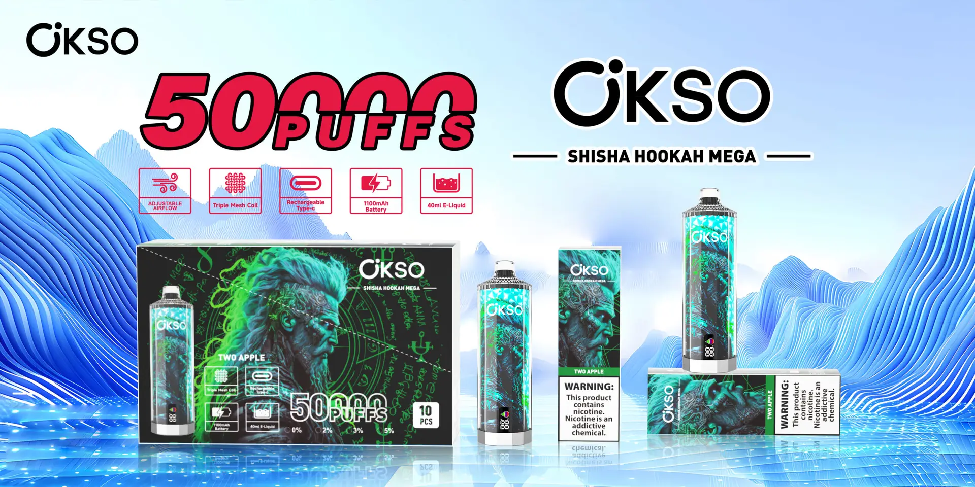 Crystal Shisha Inspired OKSO 50K Vape Device