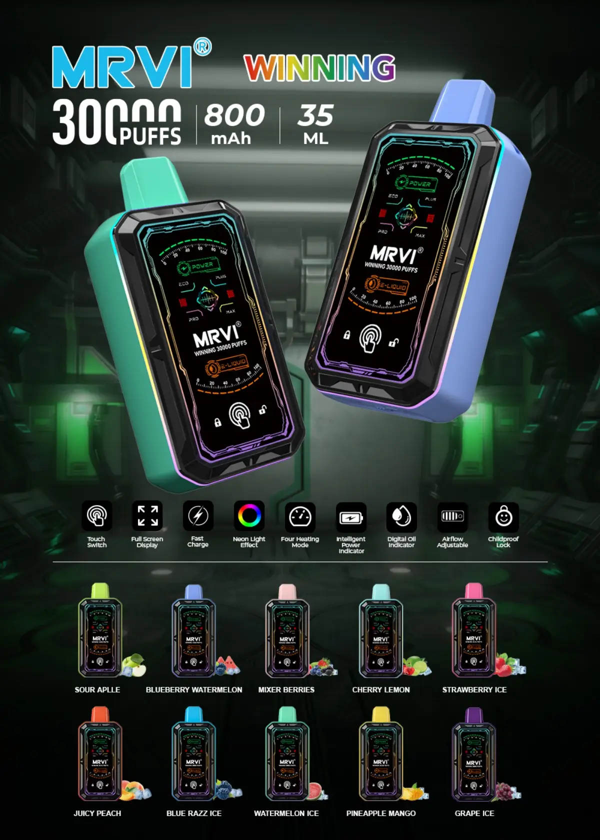 MRVI 30K vape stylish touch switch interface