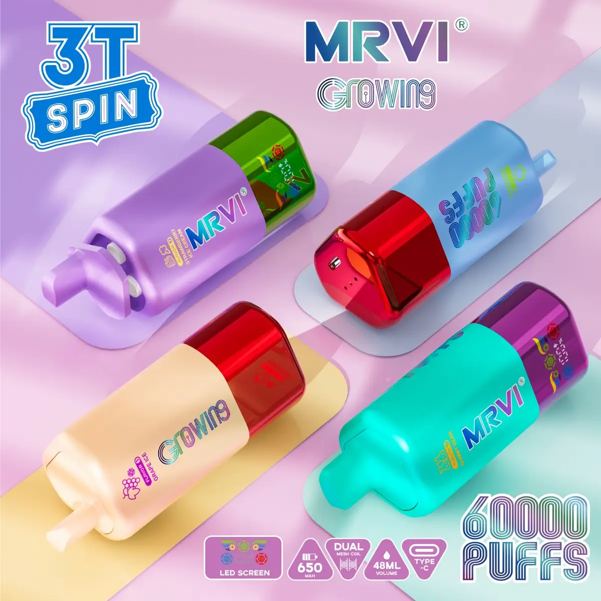 MRVI 60K rechargeable vape with Type-C charging